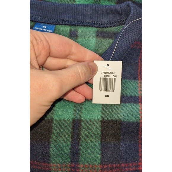 Old Navy Sweatshirt XS Women's Green Tartan Plaid Fleece Crewneck Sleepwear Cozy - Picture 5 of 6